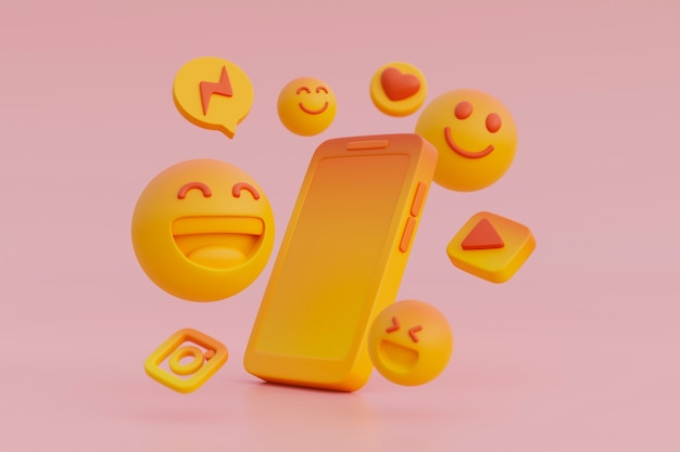 Free photo 3d view of yellow emoji